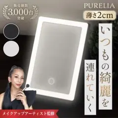 LEDライト付き スタンドミラー 卓上鏡