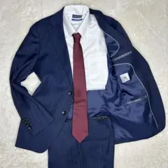 ✨美品✨ スーツセレクト ネイビーストライプ スーツ A4 パンツウォッシャブル