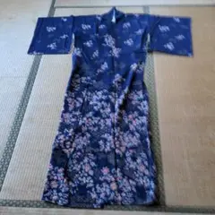 紺色 花柄 長襦袢
