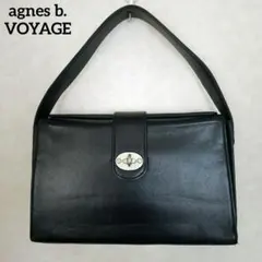 アニエスベー　日本製　オールレザーターンロック式BOX型ハンドバッグ黒 y2k