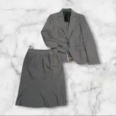 【スーツセレクト】スカートスーツ　上下セット　ビジネス　ウール混　夏用　グレーのサムネイル