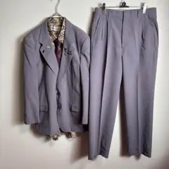 【5点セット】カジュアルスーツセットアップ　ネクタイシャツ　紫パープルセレモニー