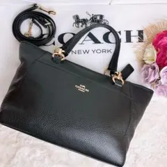 極美品☆COACHコーチ トートバッグ レザー ブラック ビジネス シボ革レザー