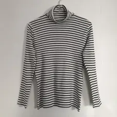 ハニーズ／長袖タートル／白×黒ボーダー／LLサイズ