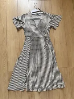 【H&M】 ストライプ カシュクールワンピース XS