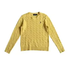 ポロラルフローレン 22aw カシミヤ混 ケーブルニットセーター イエロー M