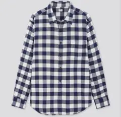UNIQLO フランネルチェックシャツ メンズ ネイビー XL