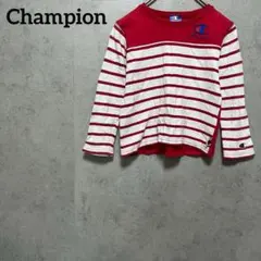 チャンピオン カットソー　赤 ボーダー　ワンポイント刺繍 110