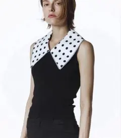 A*様 Bibiy. ノースリーブ ドット柄襟付きBETTY DOT TOP グ Bibiy BETTY DOT TOP ノースリーブ ドット柄襟付き - メルカリ