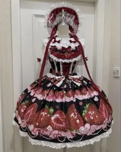 いちご ピンク ロリィタ ジャンスカ ヘッドドレス セット売り - メルカリ