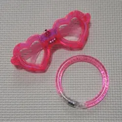 光る ハート型メガネ & 光るブレスレット セット