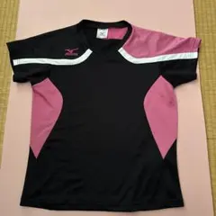 Mizuno VネックTシャツ 黒/ピンク M