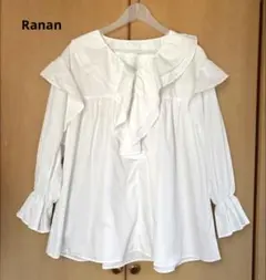 Ranan ビッグカラー フリル ブラウス M