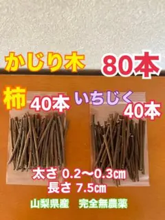 フルーツかじり木　2種類80本　いちじく　甘柿 山梨県産完全無農薬