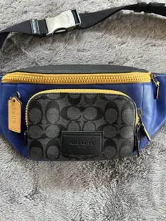 コーチ　クロス/ボディバッグ 青/黒/黄色