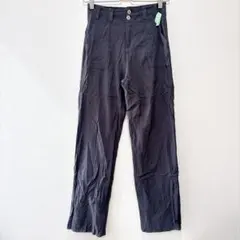 カジュアルパンツ ストレートパンツ ハイウエスト ストレッチ M グレー 脚長