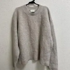 H&M ライトベージュ リブ編みニットセーター M