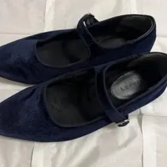 LEPSIM ストラップベロアフラットバレエシューズ ネイビー 紺 パンプス M