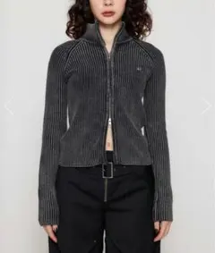 LAGUA GEM METAL MOTIF ZIP ニットダブルジップ Y2K
