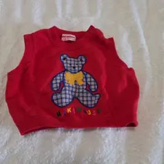 ミキハウス 赤 クマ刺繍 ベビーベスト サイズ85