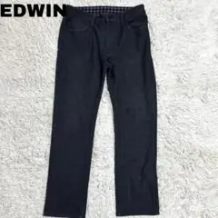 【EDWIN】エドウィン ジーンズ チェック柄 ブラックグレー【35インチ】