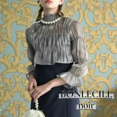 【ボンルシールノワール】ブラウス　ワンピース オケージョン　ネイビー　シアー