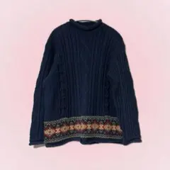 【断捨離中】ネイビー ケーブル編みセーター