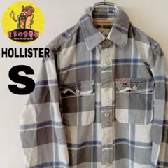 USA古着 HOLLISTER　ネルシャツS　グレーブルー　チェック