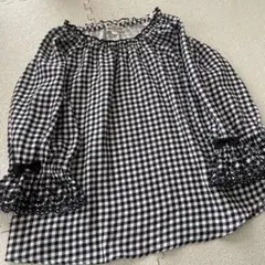 女の子　anyfam⭐︎ 黒白ギンガムチェック　ブラウス　チュニック