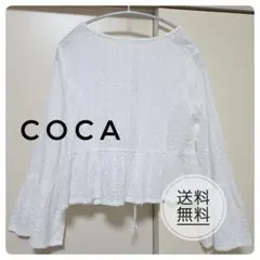 coca コカ コットン100% レース 長袖ブラウス ホワイト Mのサムネイル