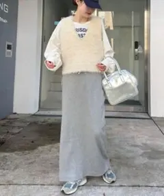 大人気　チャオパニックティピー　すっきりシルエットリブタイトスカート　グレー　S