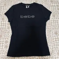 に*ー様 bebe bbsp 半袖Tシャツ ラインストーン ロゴ　Sサイズ ブラ