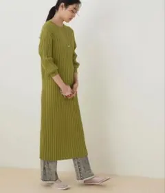 ADAM ET ROPE'アダムエロペワイドリブニットカーデワンピース