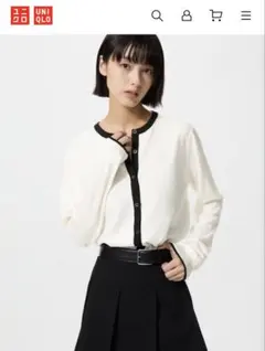 【新品未使用】UNIQLO コットン UVくルーネックカーディガンL