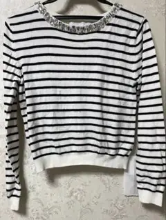 マーキュリーデュオ　ニット　ボーダー　ビジュー