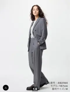 UNIQLO タックワイドパンツ M グレー