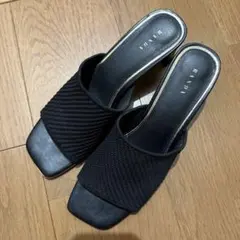 RANDA ニットミュールサンダル 黒 L