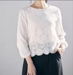 anySiS ホワイト レース装飾 長袖ブラウス
