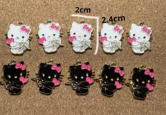 最後の1点 ハローキティ/天使/悪魔/チャーム.パーツ/白黒/ 10個セット