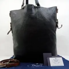 【極美品】プラダ トートバッグ 2way レザー 大容量 肩掛け 黒 ギャラ付
