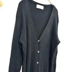 AZUL｜リブロングカーディガン｜春秋兼用｜綿 コットン混｜黒 ブラック《M》