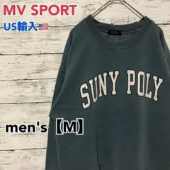 ●F199【US輸入】MV SPORTプリント スウェット グレー メンズ【M】