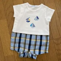 美品 familiar 切り替え ヨット ロンパース 60
