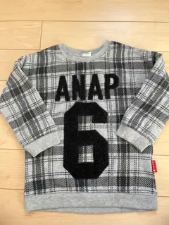 アナップキッズ ワッペン チェック柄 トレーナー ANAP KIDS