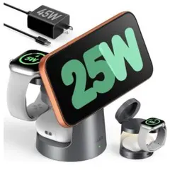 3in1ワイヤレス充電器 スマホ・イヤホン・Applewatch同時充電可能