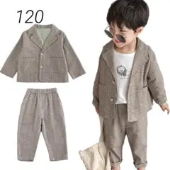 キッズ スーツ 2点セット 120 緑 フォーマル お洒落 入学式 卒園式