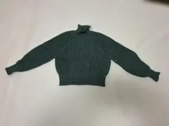 最終処分値下げ H&M レディースS グリーン タートルネックかぎ編みニット