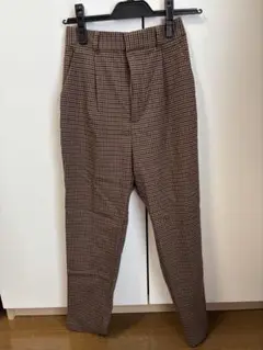 【タグ付き新品】GU チェックパンツ S ブラウン　秋