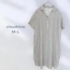 クラウドナイン　ストライプシャツ　半袖カットソー　丈長　体型カバーカジュアルのサムネイル