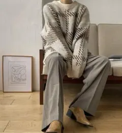 トレンド！　チェック　nokcha ニット セーター